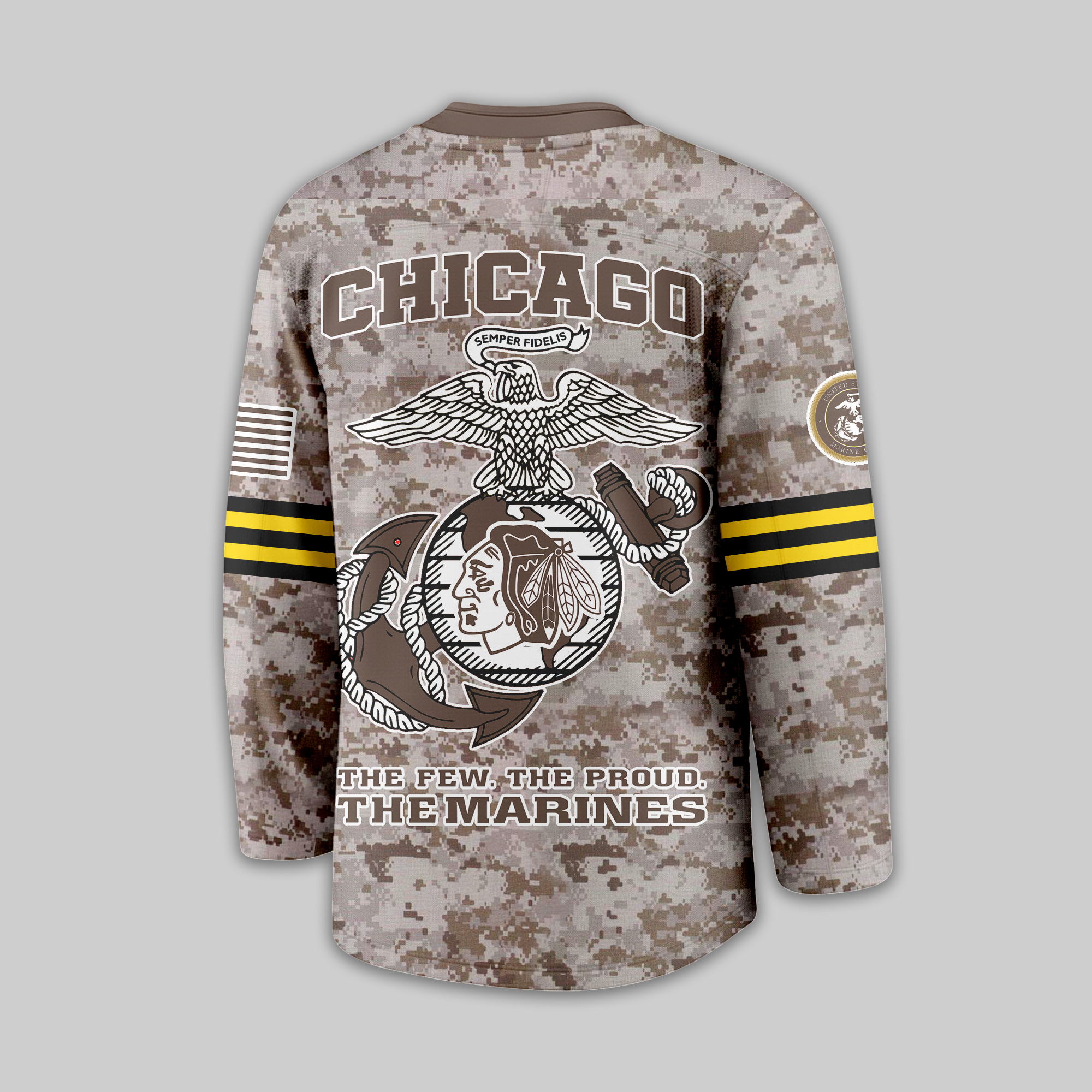 Chicago Blackhawks Premium NHL U.S.M.C Hockey Jersey TTH240543 - Image 3