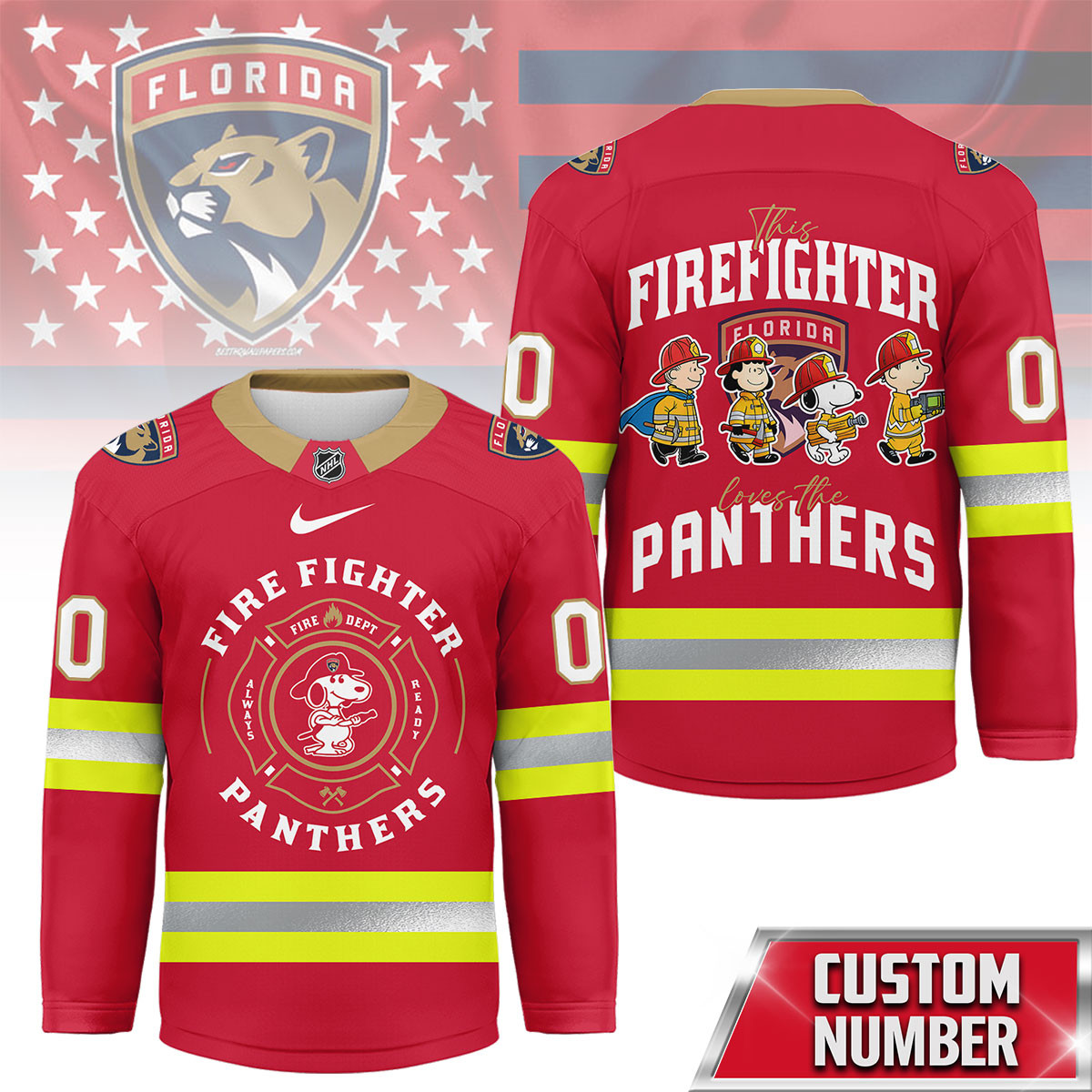 Florida Panthers Premium NHL Snoopy Firefighter Hockey Jersey TTH240522 - Image 2