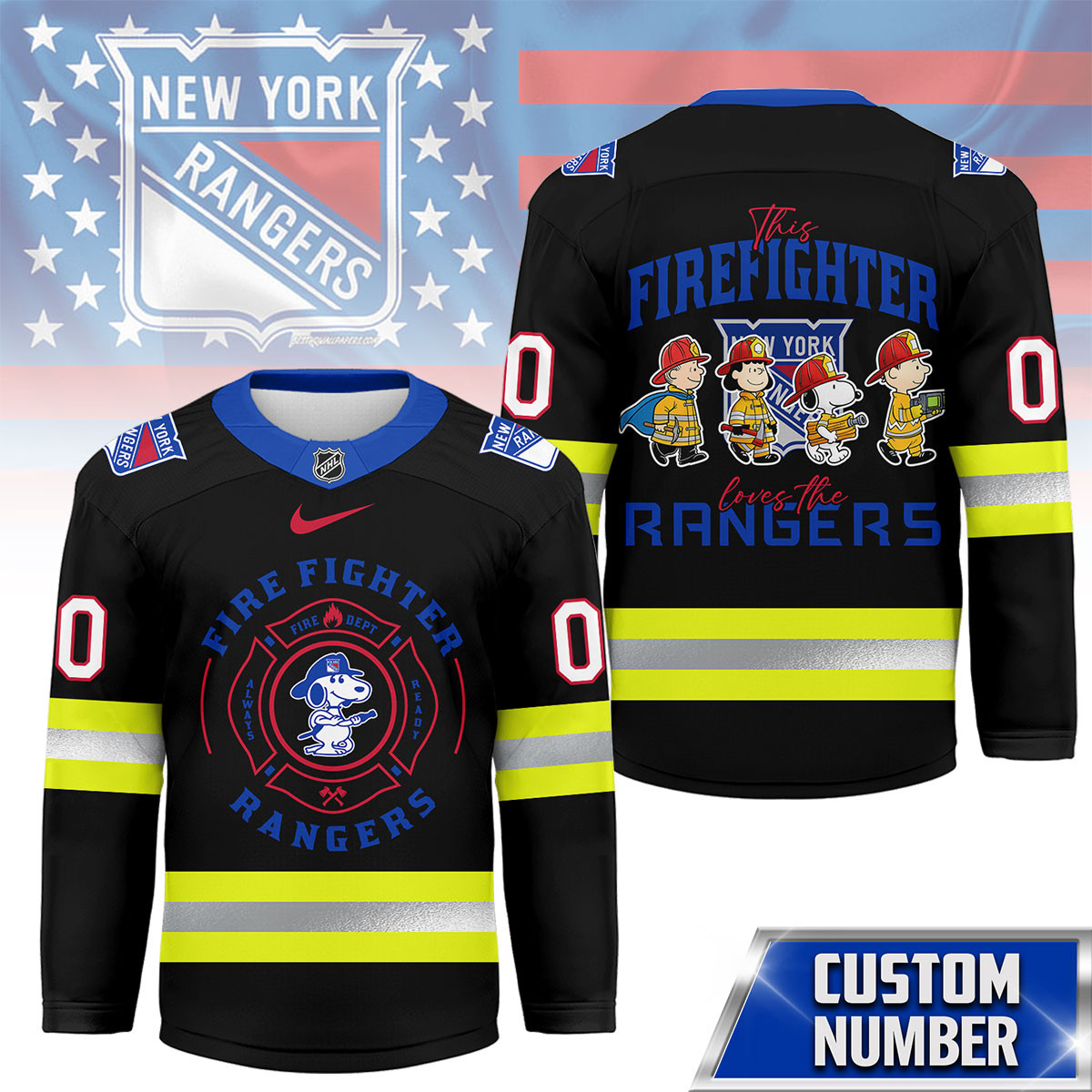 New York Rangers Premium NHL Snoopy Firefighter Hockey Jersey TTH240522