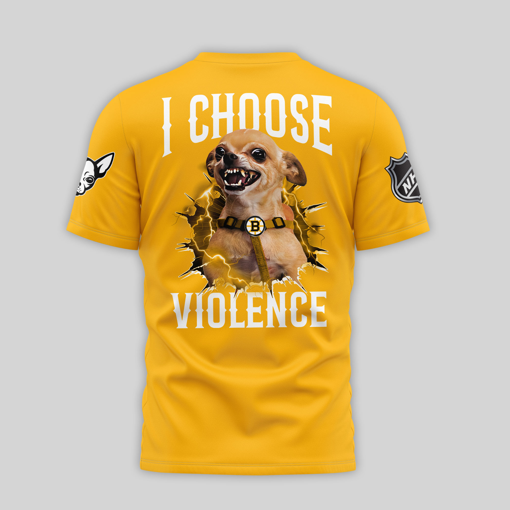 Boston Bruins Premium NHL Chihuahua Violent 3D T-Shirt TTH240548 - Image 3