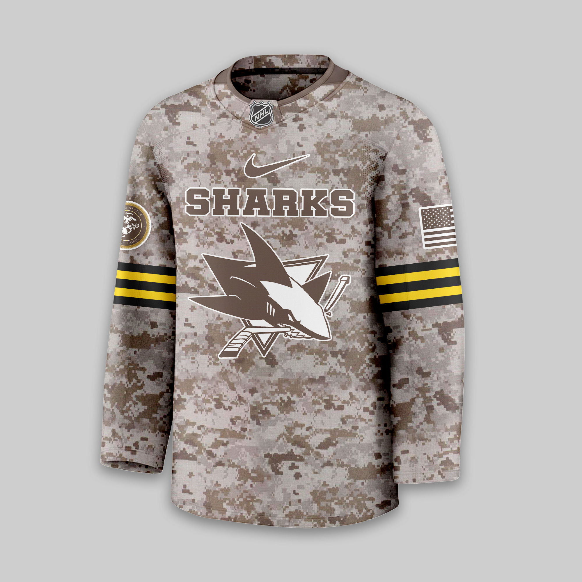 San Jose Sharks Premium NHL U.S.M.C Hockey Jersey TTH240543 - Image 2