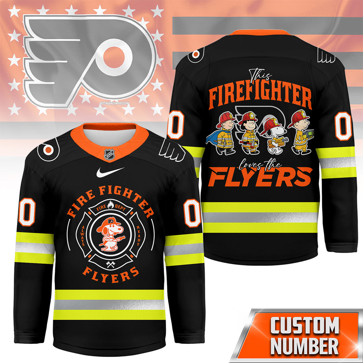 Philadelphia Flyers Premium NHL Snoopy Firefighter Hockey Jersey TTH240522