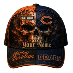 Chicago Bears Premium NFL Harley Davidson Split Skull Classic Cap TTH240563