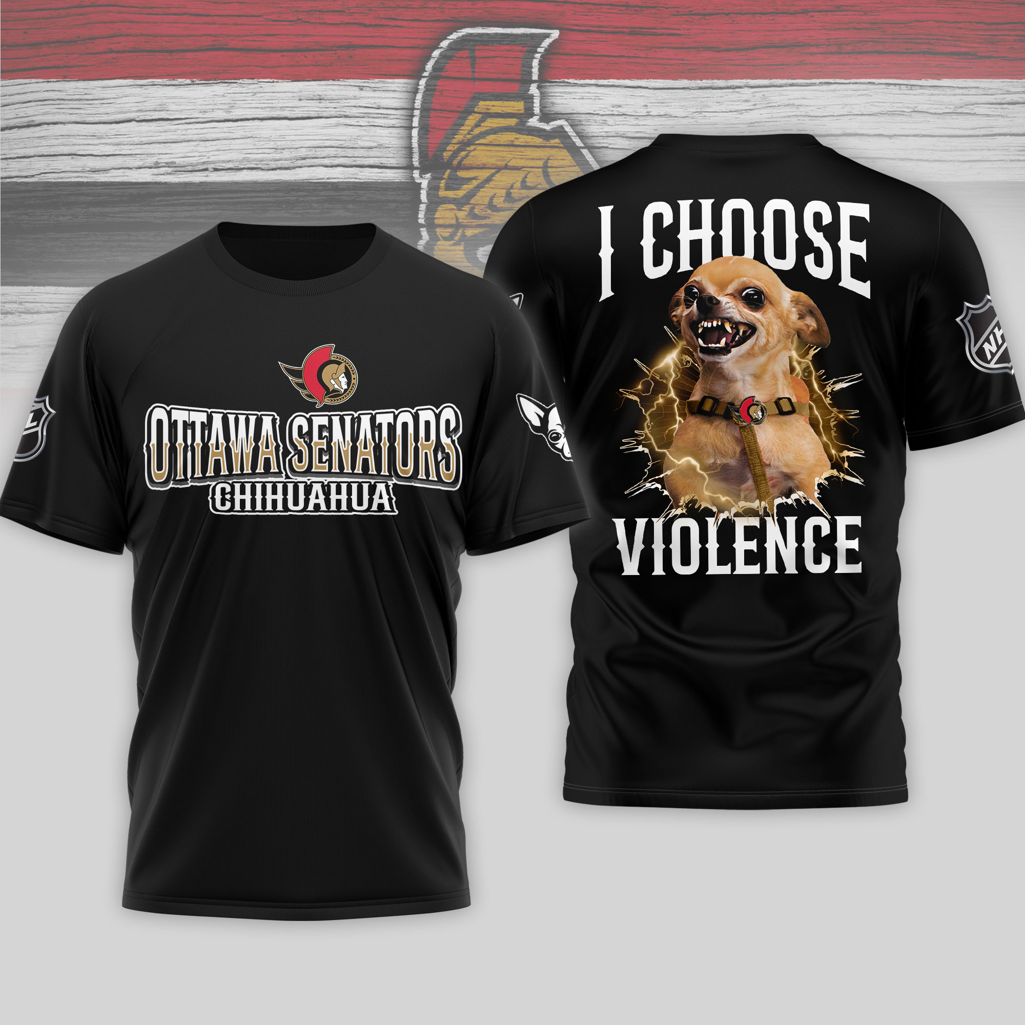 Ottawa Senators Premium NHL Chihuahua Violent 3D T-Shirt TTH240548