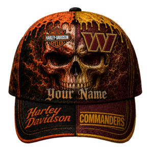 Washington Commanders Premium NFL Harley Davidson Split Skull Classic Cap TTH240563