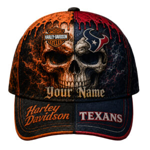 Houston Texans Premium NFL Harley Davidson Split Skull Classic Cap TTH240563