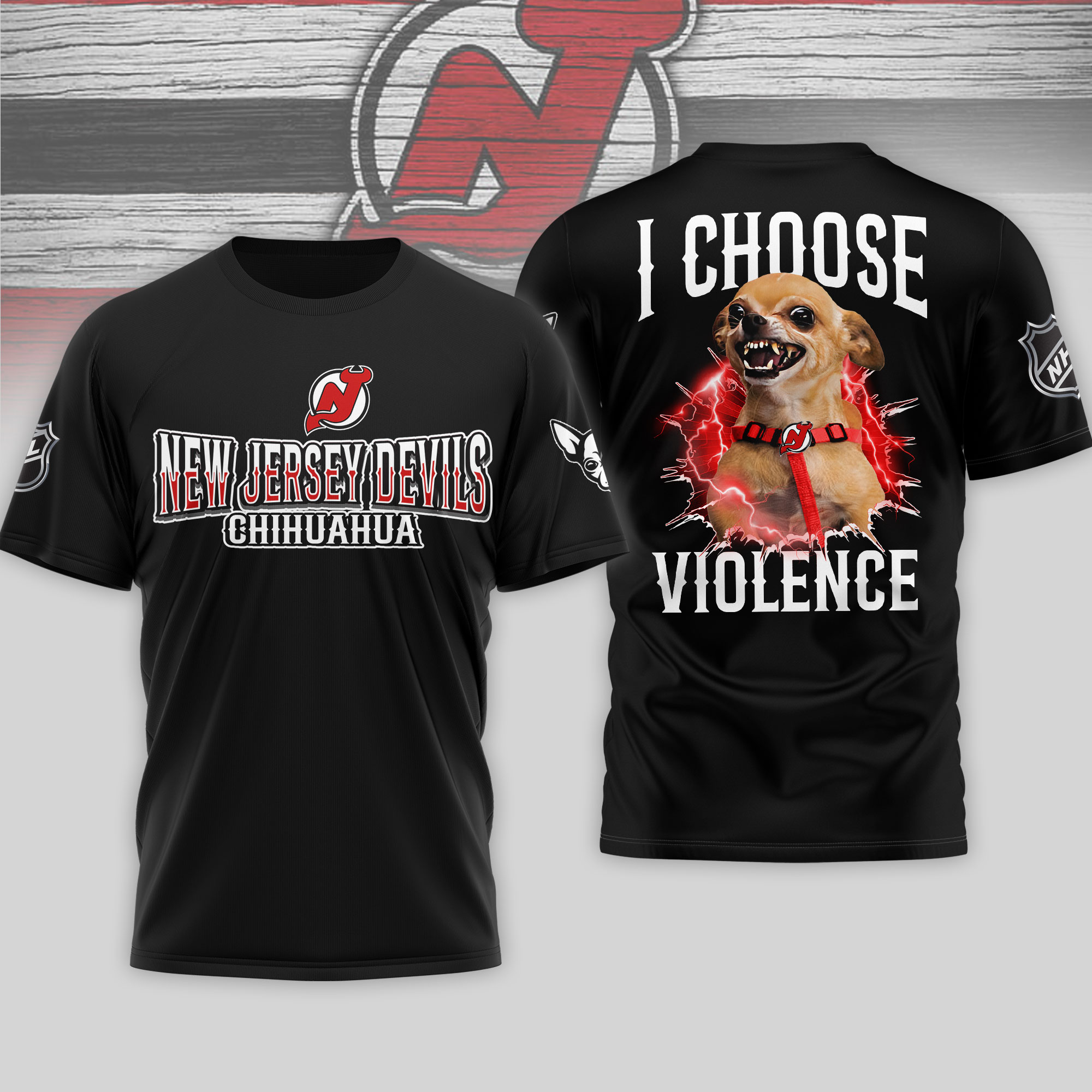 New Jersey Devils Premium NHL Chihuahua Violent 3D T-Shirt TTH240548