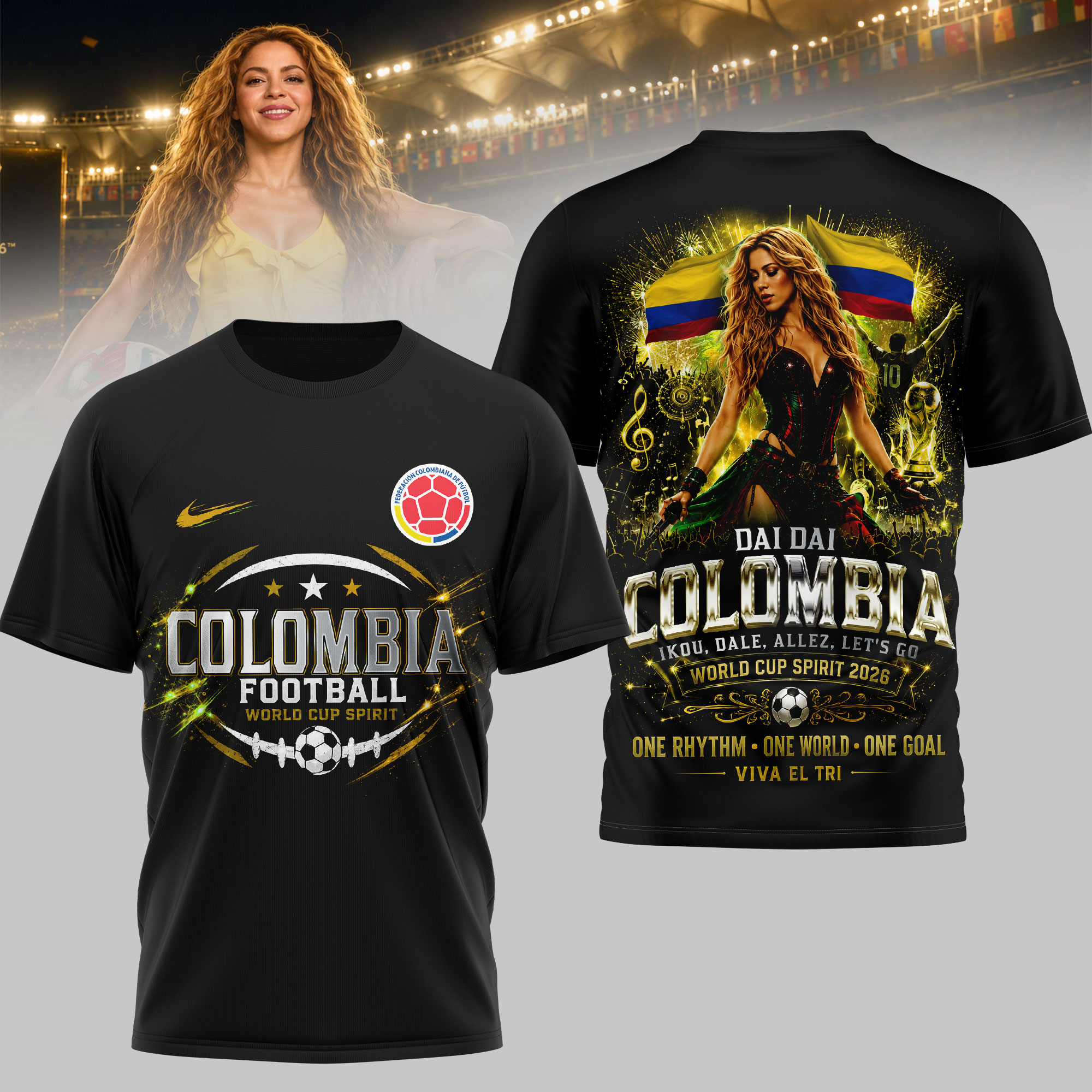 Colombia Premium World Cup 2026 x Shakira 3D T-Shirt TTH240579 - Image 2