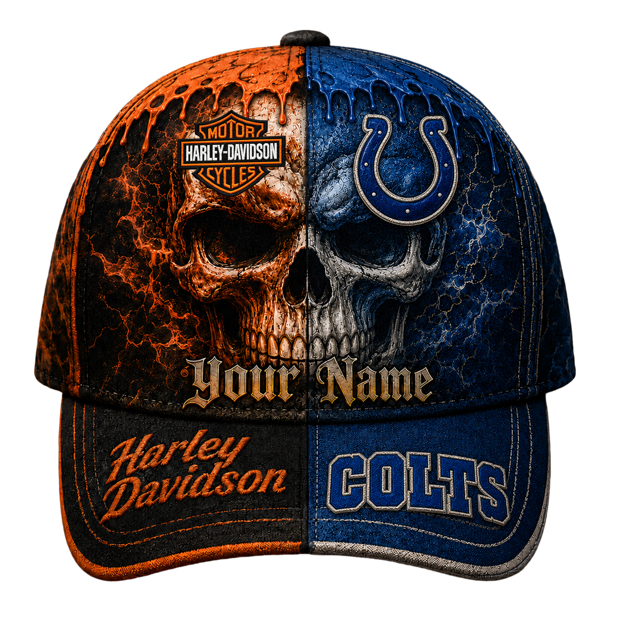 Indianapolis Colts Premium NFL Harley Davidson Split Skull Classic Cap TTH240563