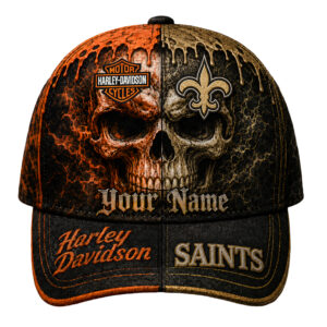 New Orleans Saints Premium NFL Harley Davidson Split Skull Classic Cap TTH240563