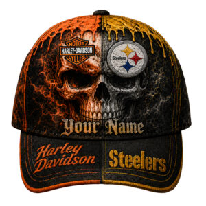 Pittsburgh Steelers Premium NFL Harley Davidson Split Skull Classic Cap TTH240563