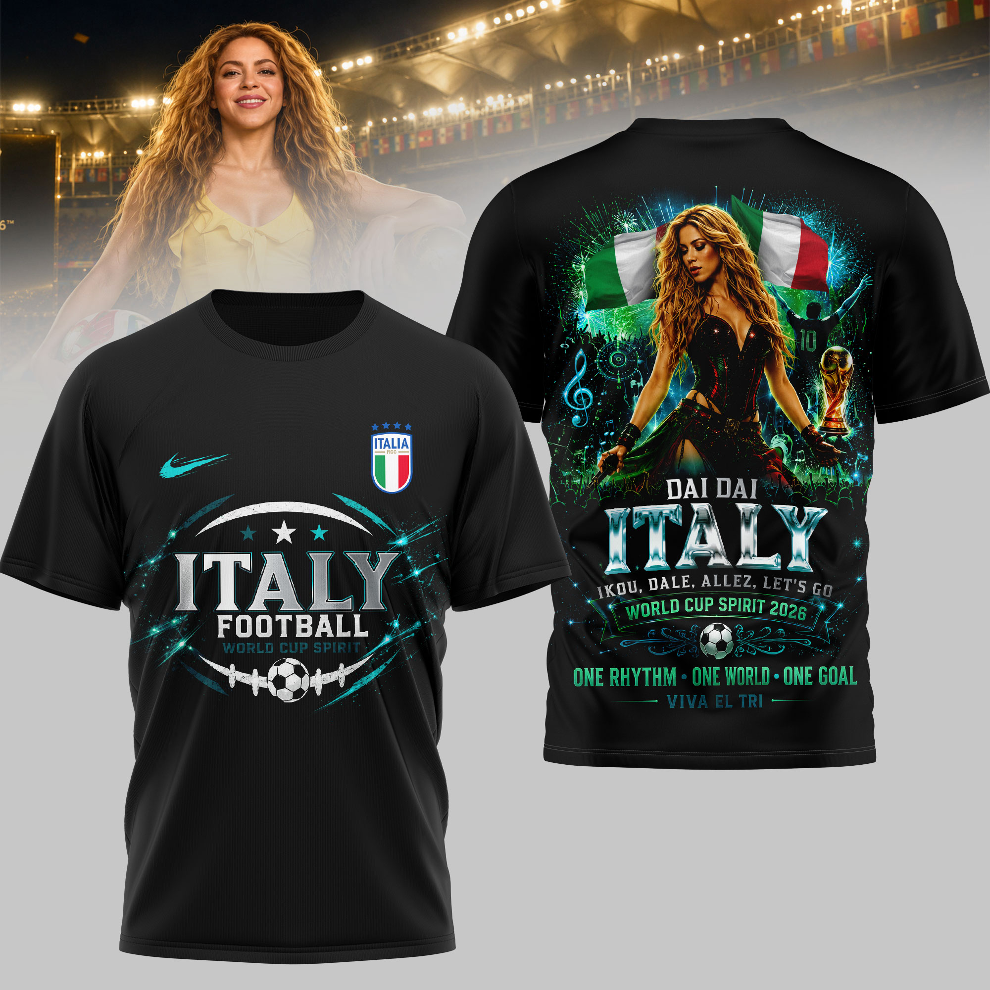 Italy Premium World Cup 2026 x Shakira 3D T-Shirt TTH240579 - Image 2