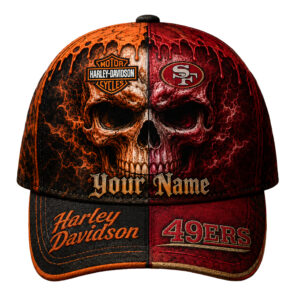 San Francisco 49ers Premium NFL Harley Davidson Split Skull Classic Cap TTH240563