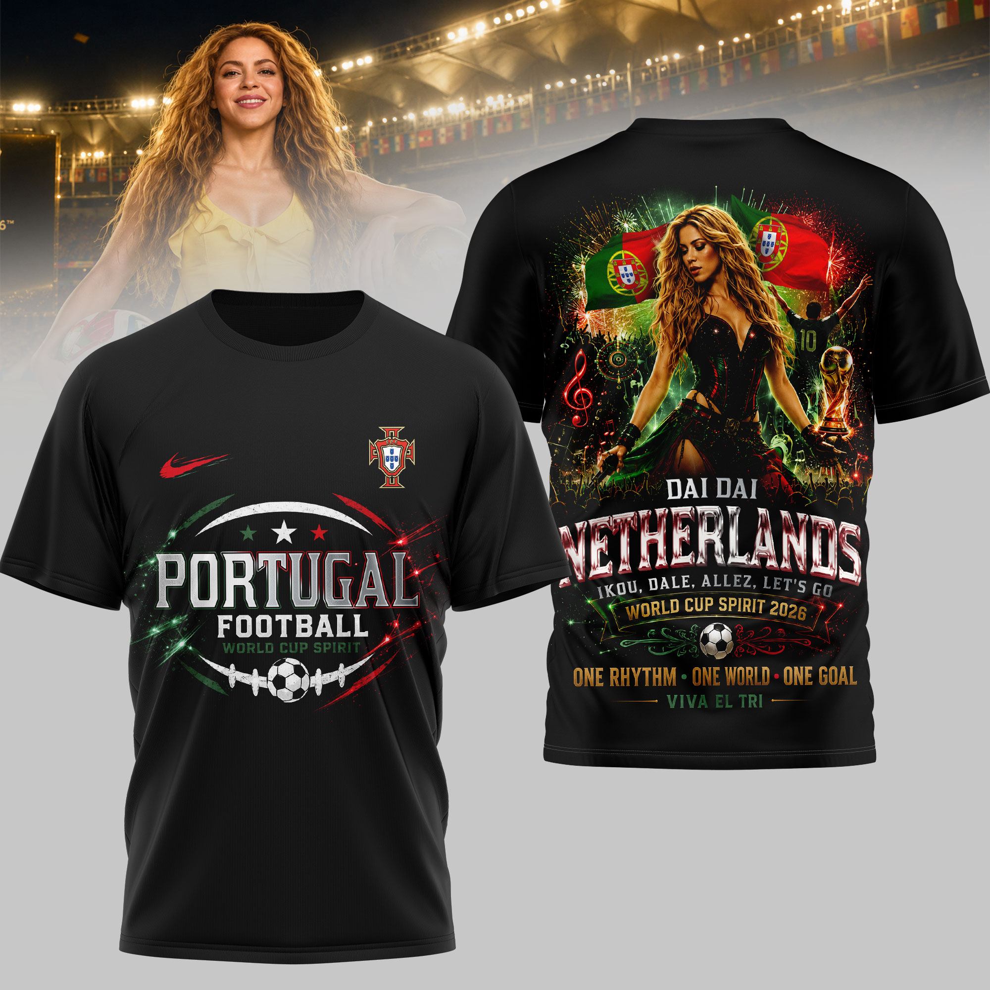 Portugal Premium World Cup 2026 x Shakira 3D T-Shirt TTH240579 - Image 2