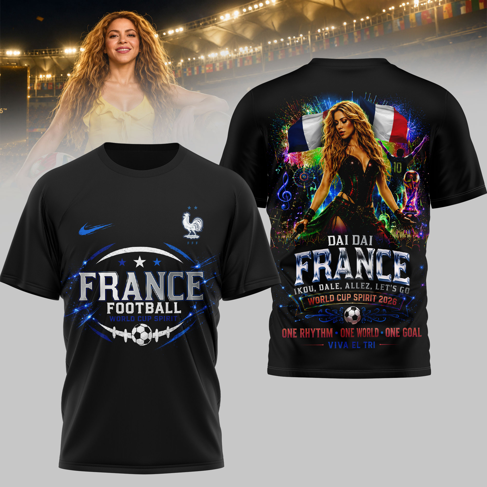 France Premium World Cup 2026 x Shakira 3D T-Shirt TTH240579 - Image 2