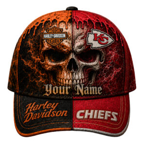 Kansas City Chiefs Premium NFL Harley Davidson Split Skull Classic Cap TTH240563