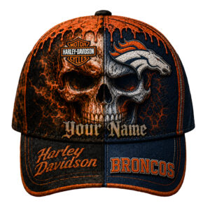 Denver Broncos Premium NFL Harley Davidson Split Skull Classic Cap TTH240563