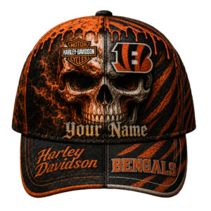 Cincinnati Bengals Premium NFL Harley Davidson Split Skull Classic Cap TTH240563