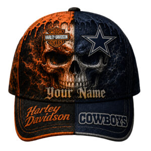 Dallas Cowboys Premium NFL Harley Davidson Split Skull Classic Cap TTH240563