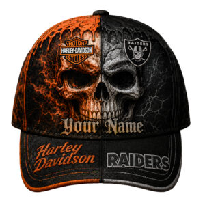 Las Vegas Raiders Premium NFL Harley Davidson Split Skull Classic Cap TTH240563