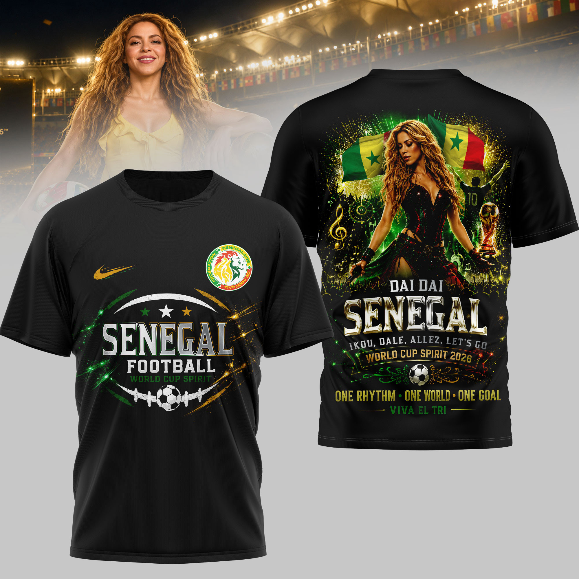Senegal Premium World Cup 2026 x Shakira 3D T-Shirt TTH240579 - Image 2