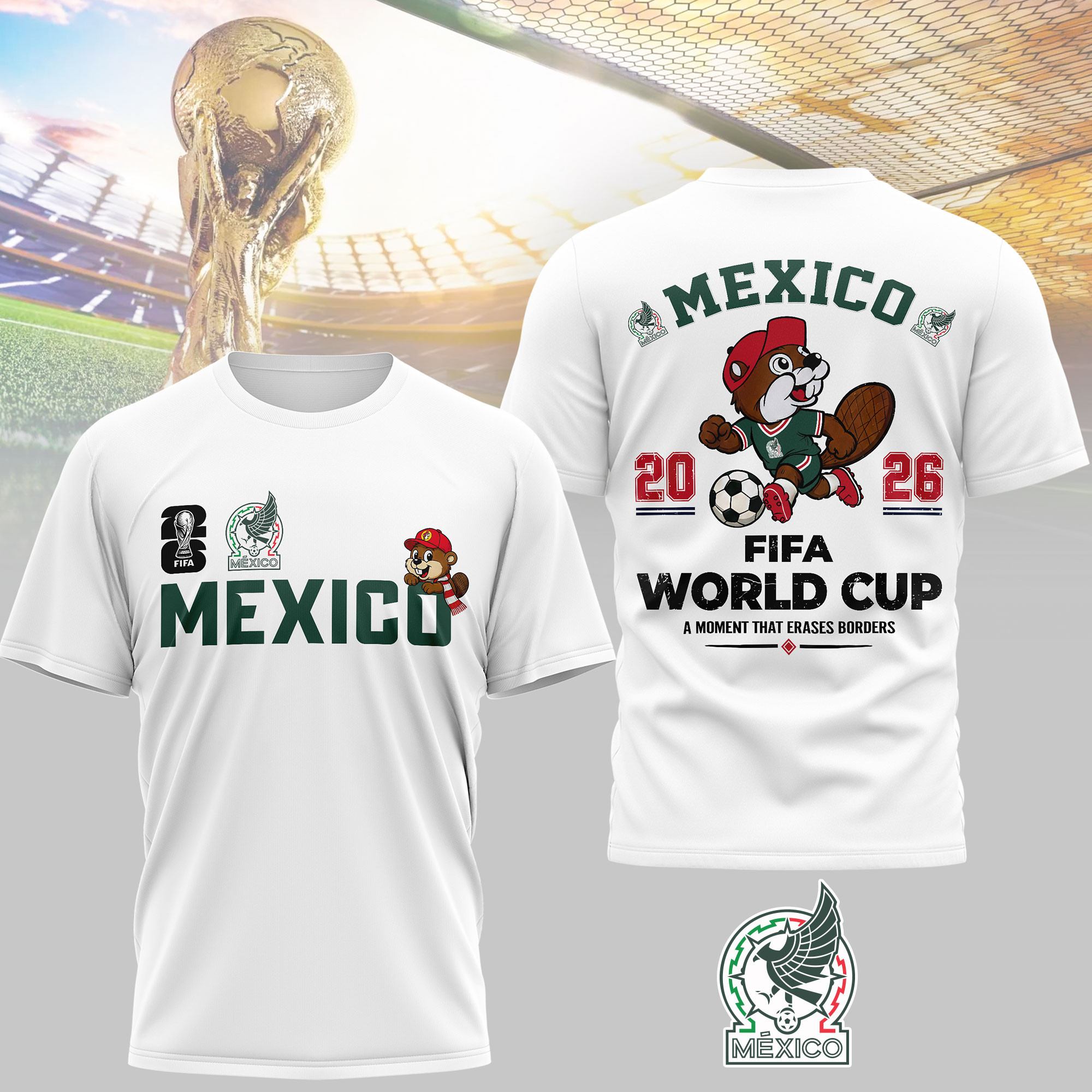 Mexico | Premium World Cup 2026 Golden Trophy 3D Shirt TTH240581 - Image 2