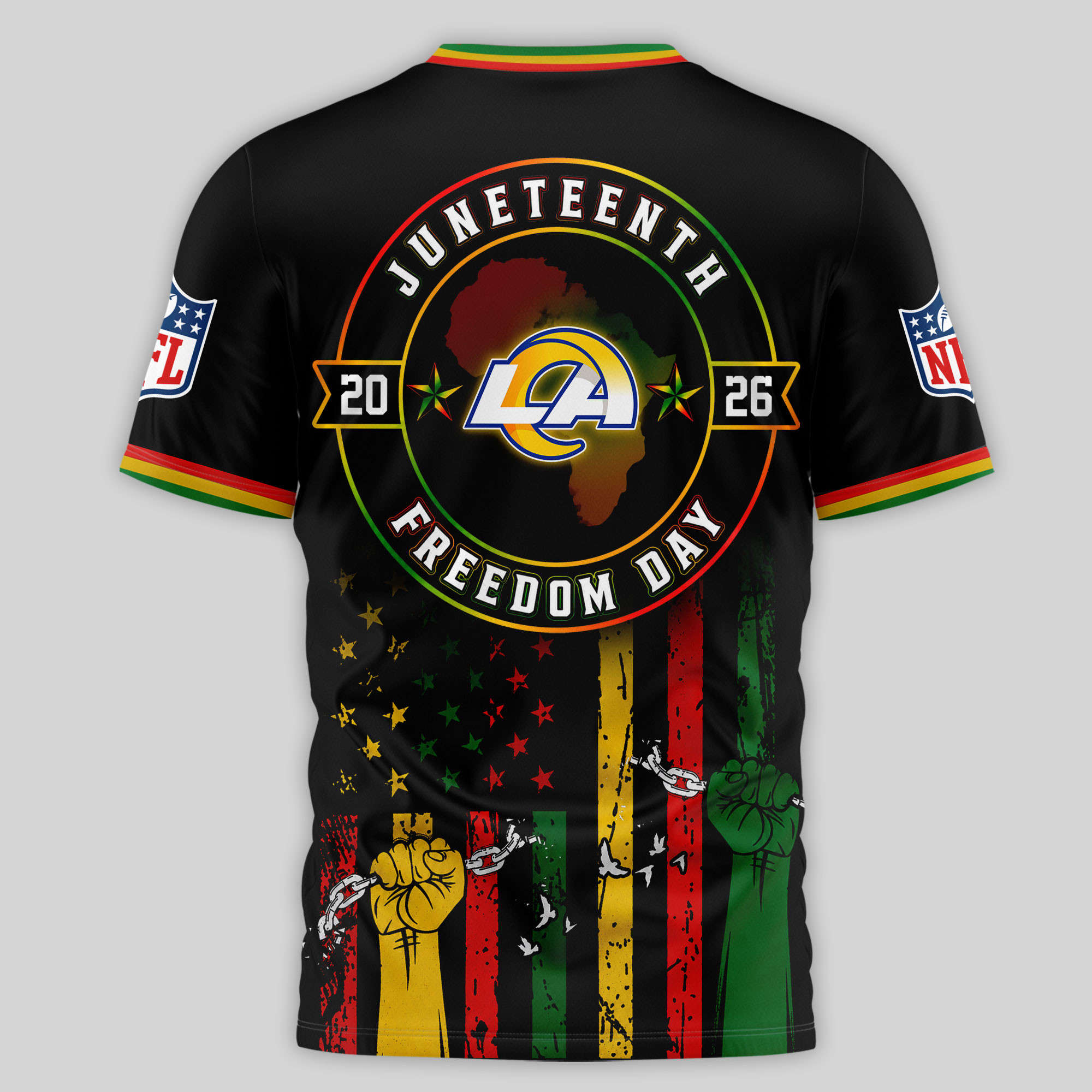 Los Angeles Rams | Premium NFL Juneteenth Strong Together 3D Shirt TTH240584 - Image 2