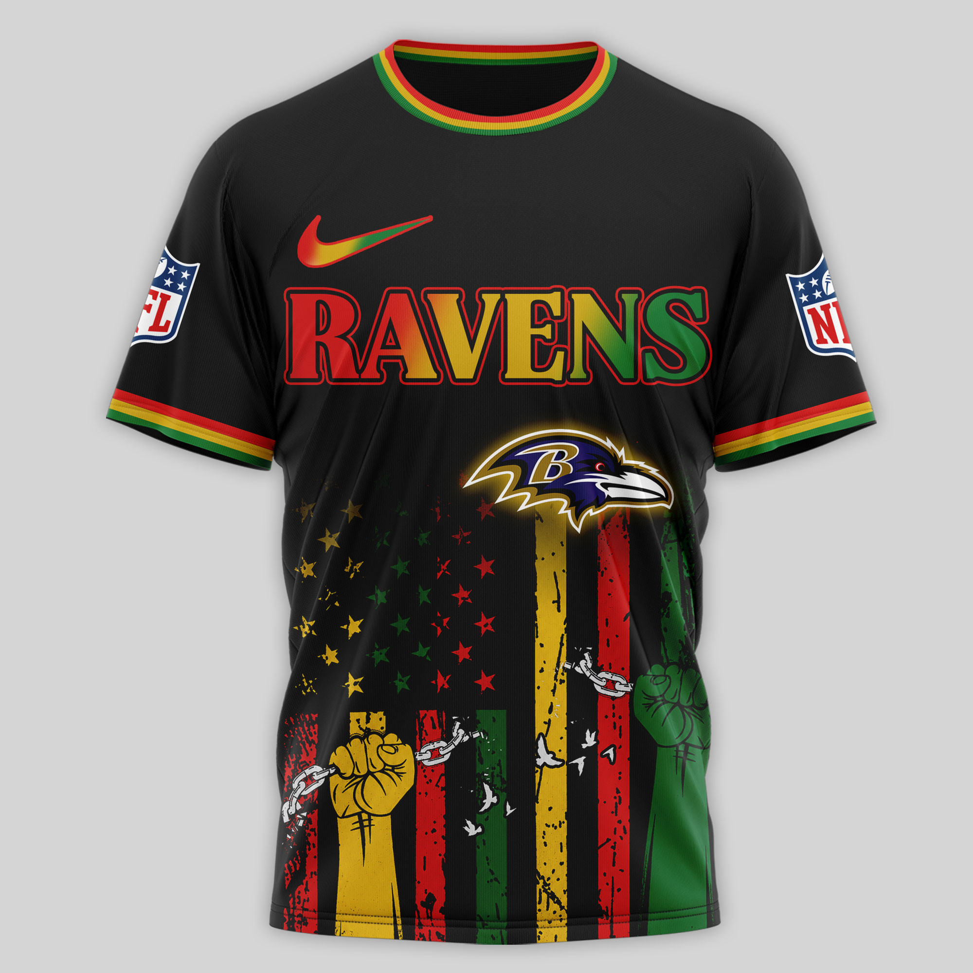 Baltimore Ravens | Premium NFL Juneteenth Strong Together 3D Shirt TTH240584