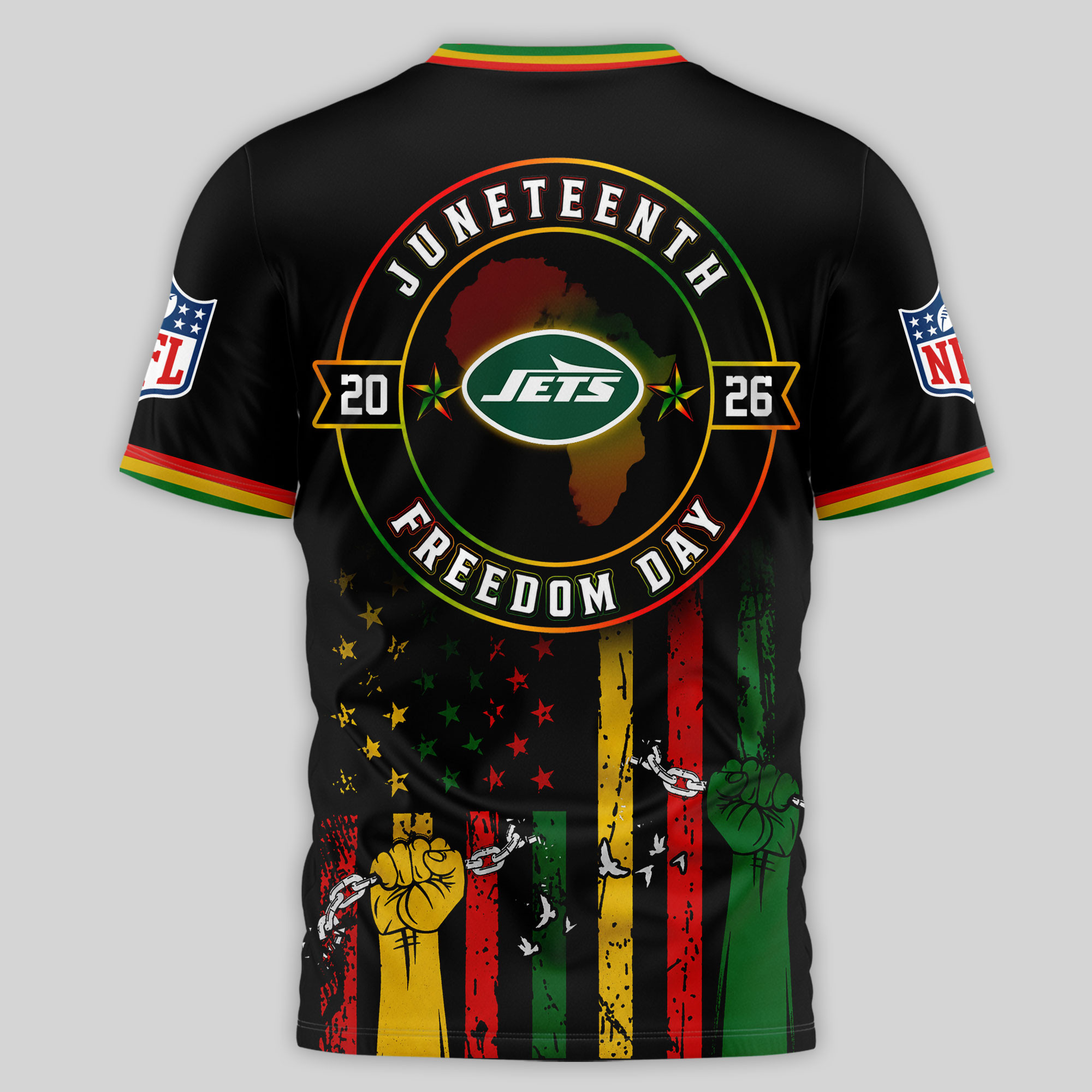 New York Jets | Premium NFL Juneteenth Strong Together 3D Shirt TTH240584 - Image 2