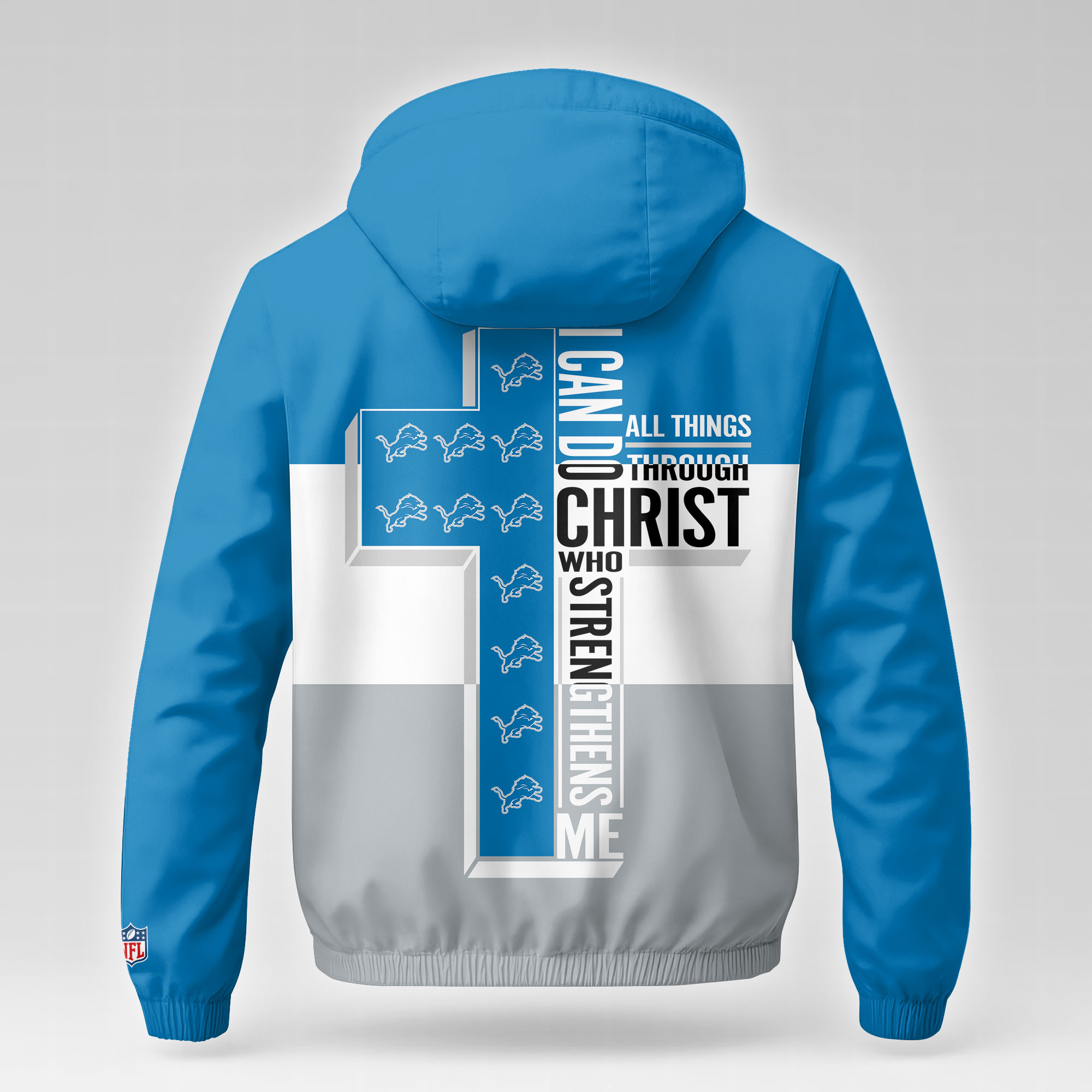 Detroit Lions x Premium NFL Strength Through Christ Windbreaker Jacket TTH260500 - Image 2