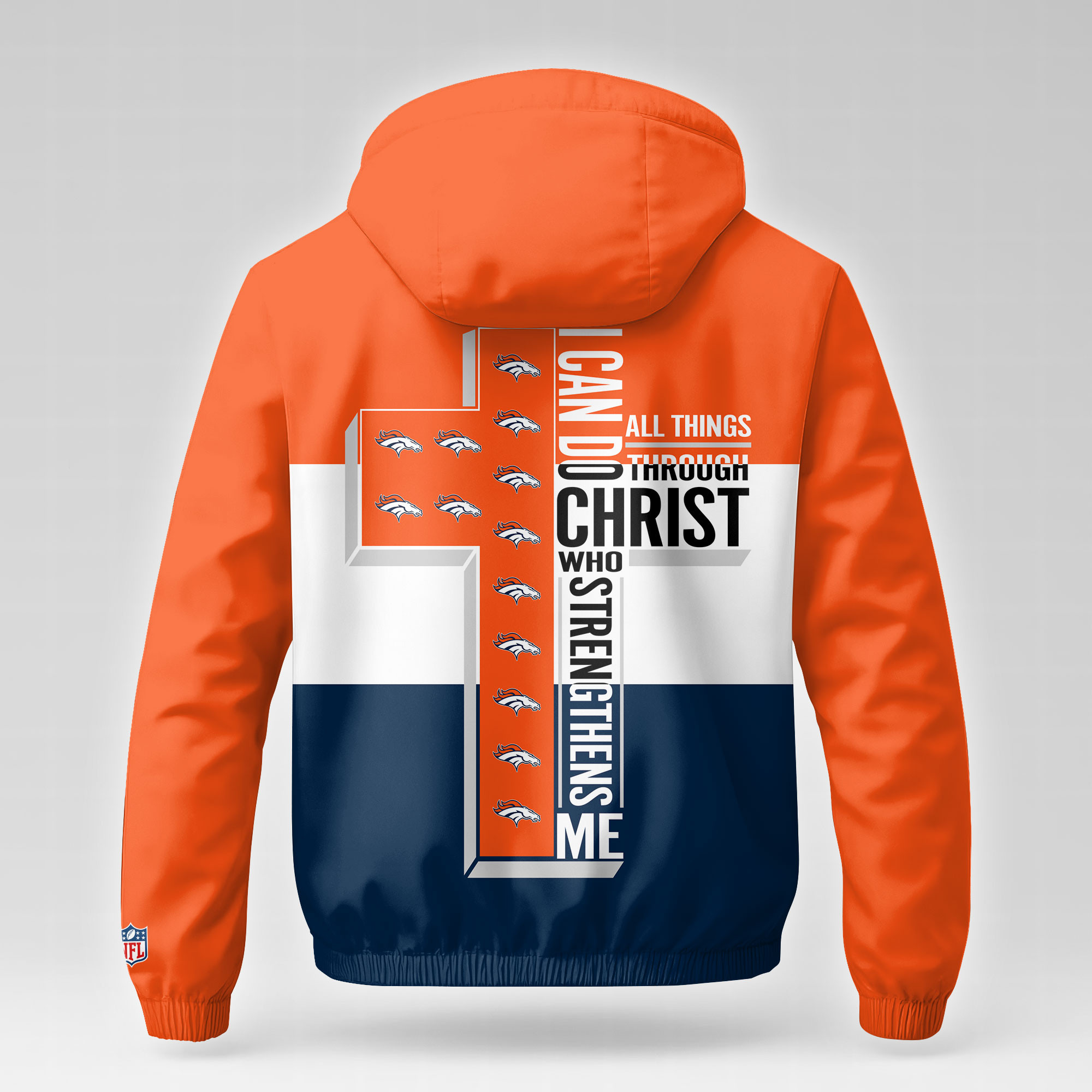 Denver Broncos x Premium NFL Strength Through Christ Windbreaker Jacket TTH260500 - Image 2