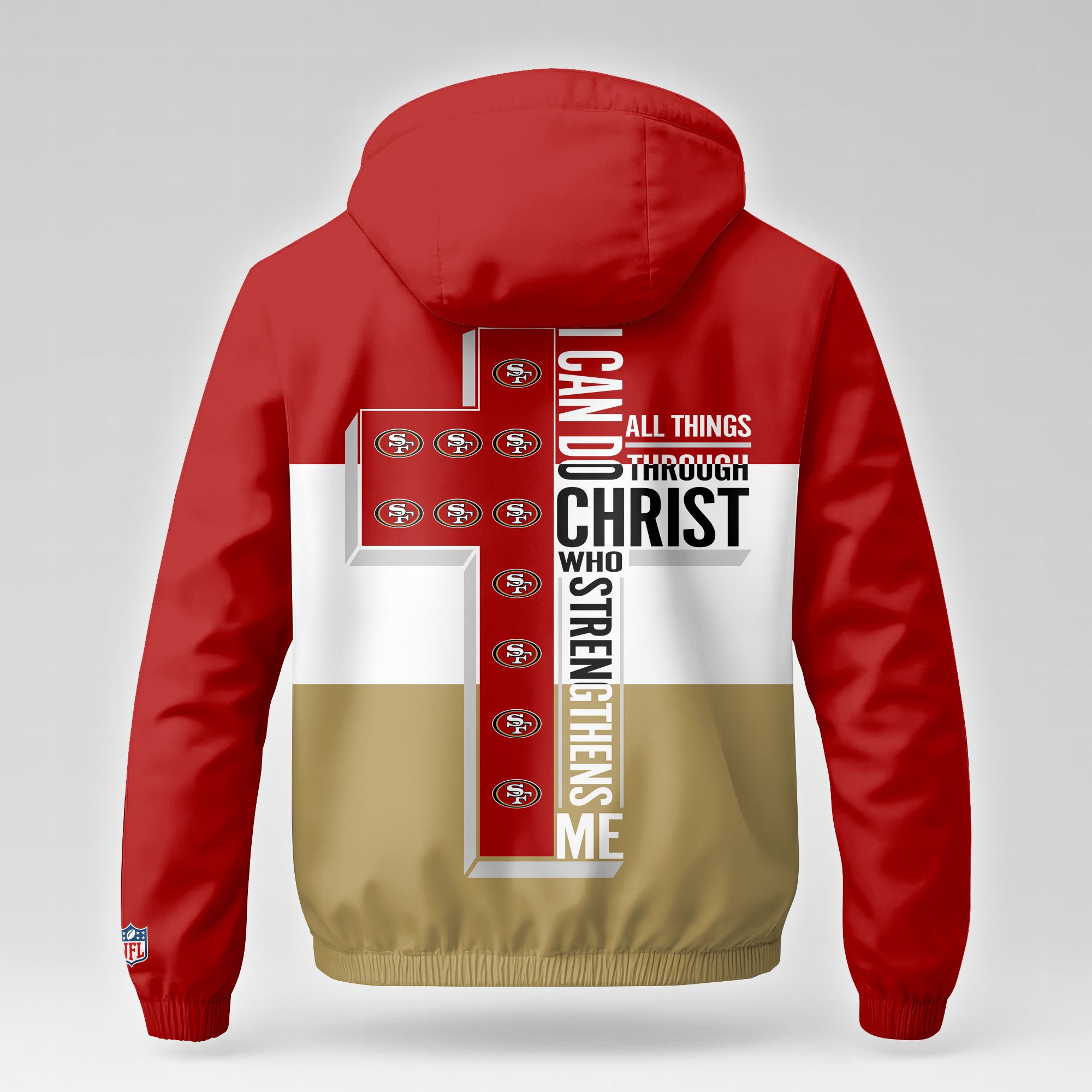 San Francisco 49ers x Premium NFL Strength Through Christ Windbreaker Jacket TTH260500 - Image 2