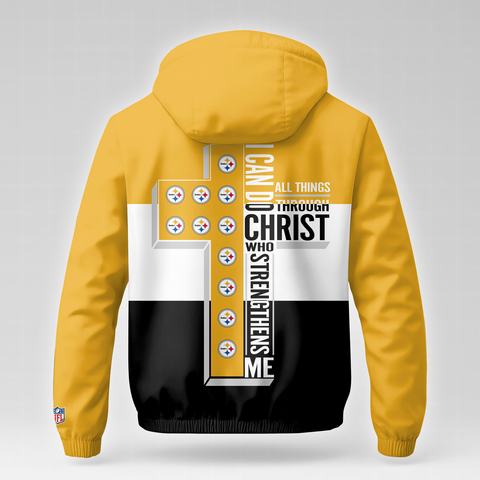 Pittsburgh Steelers x Premium NFL Strength Through Christ Windbreaker Jacket TTH260500 - Image 2
