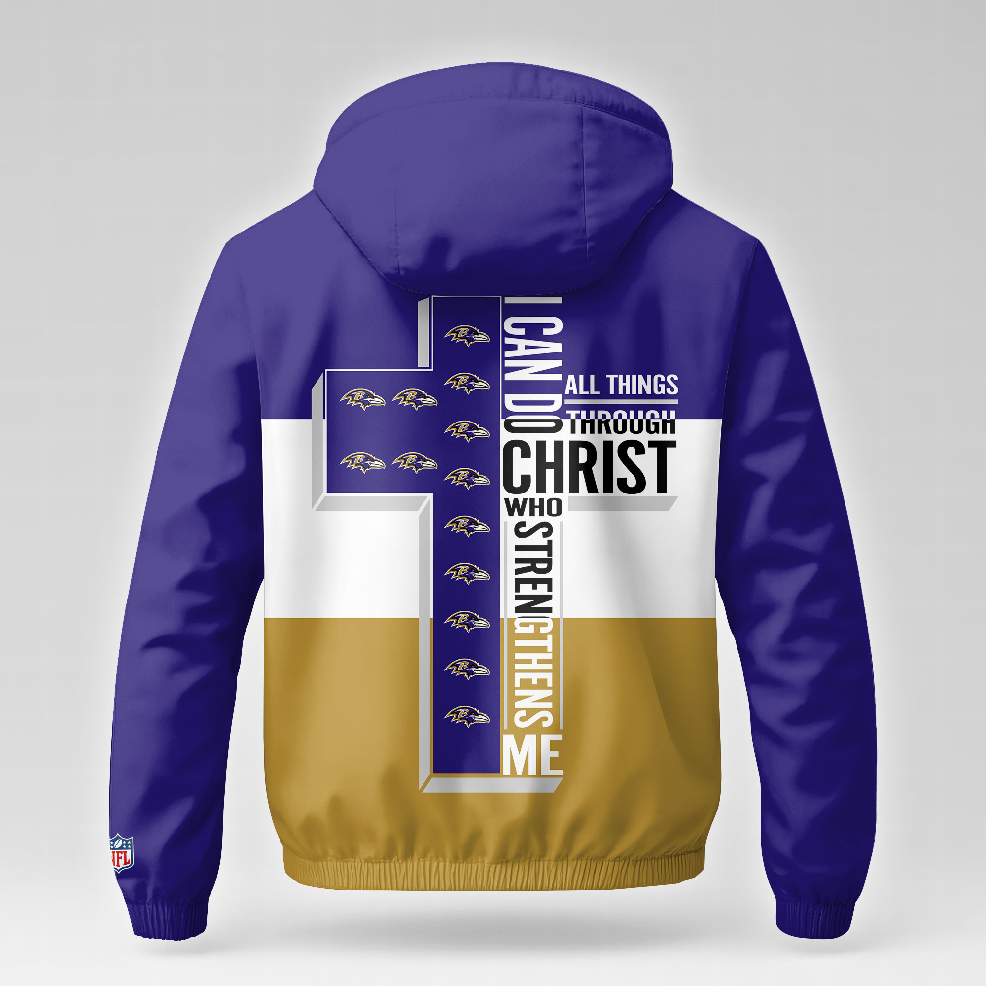 Baltimore Ravens x Premium NFL Strength Through Christ Windbreaker Jacket TTH260500 - Image 2