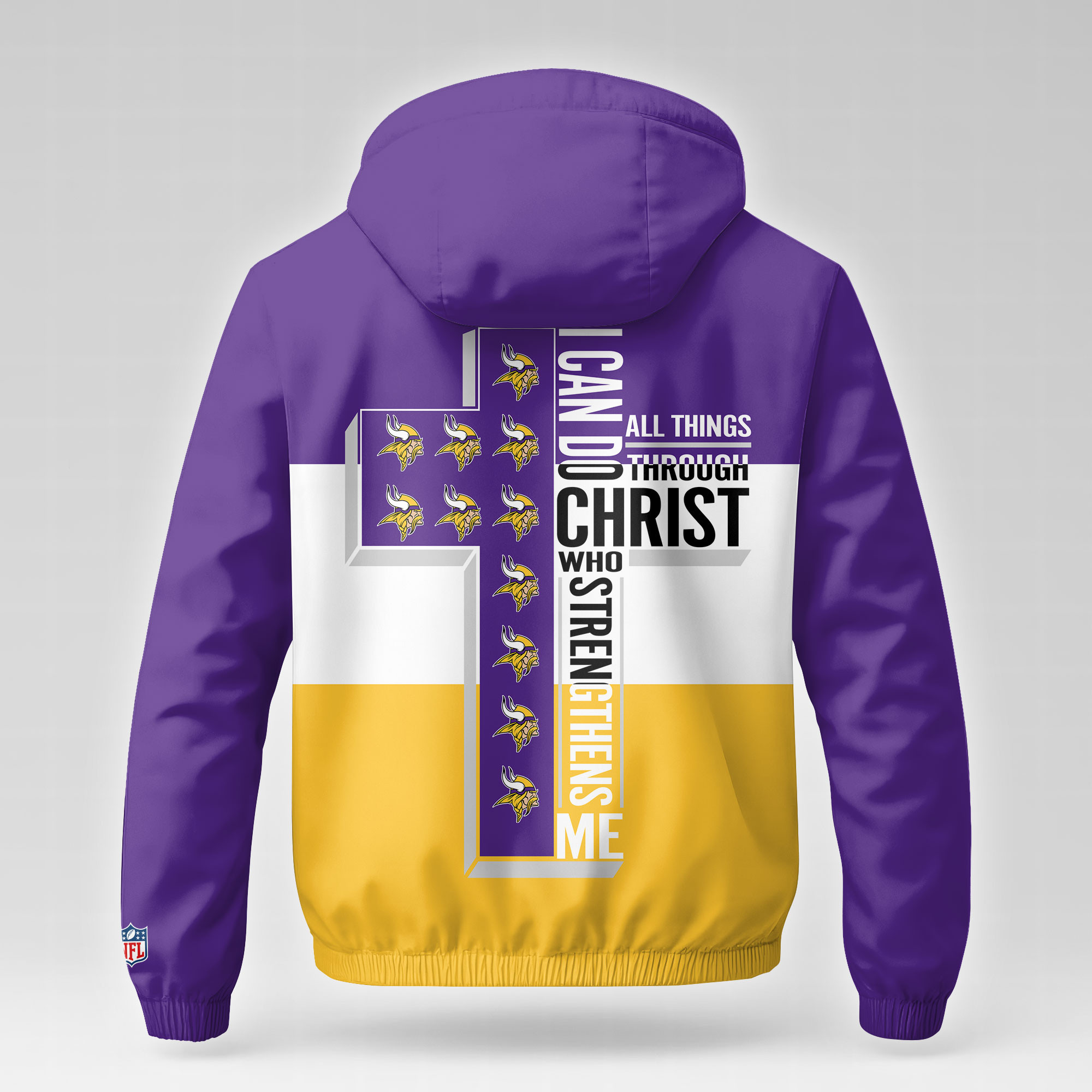 Minnesota Vikings x Premium NFL Strength Through Christ Windbreaker Jacket TTH260500 - Image 2