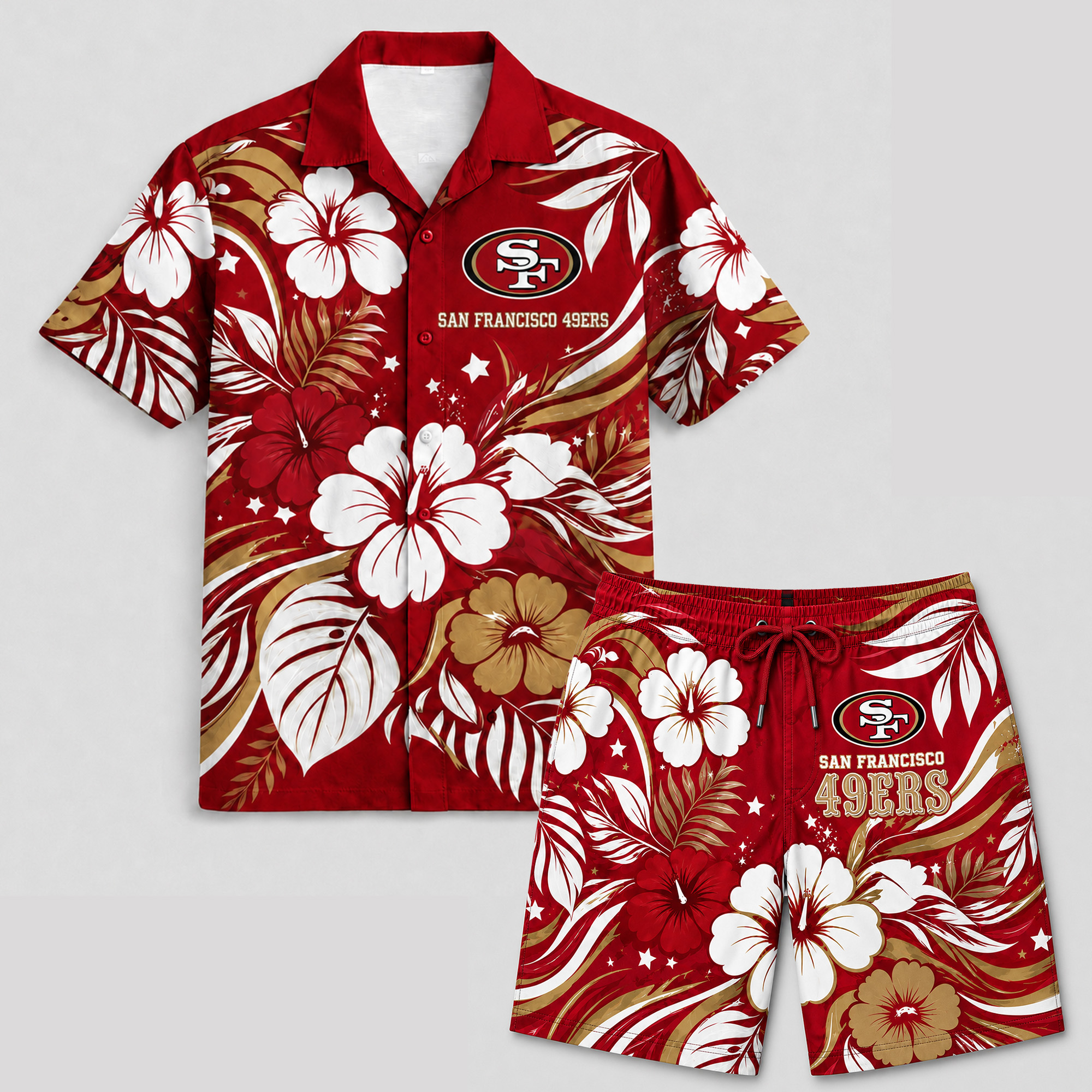 San Francisco 49ers x Premium NFL Floral Hawaii Set TTH260501