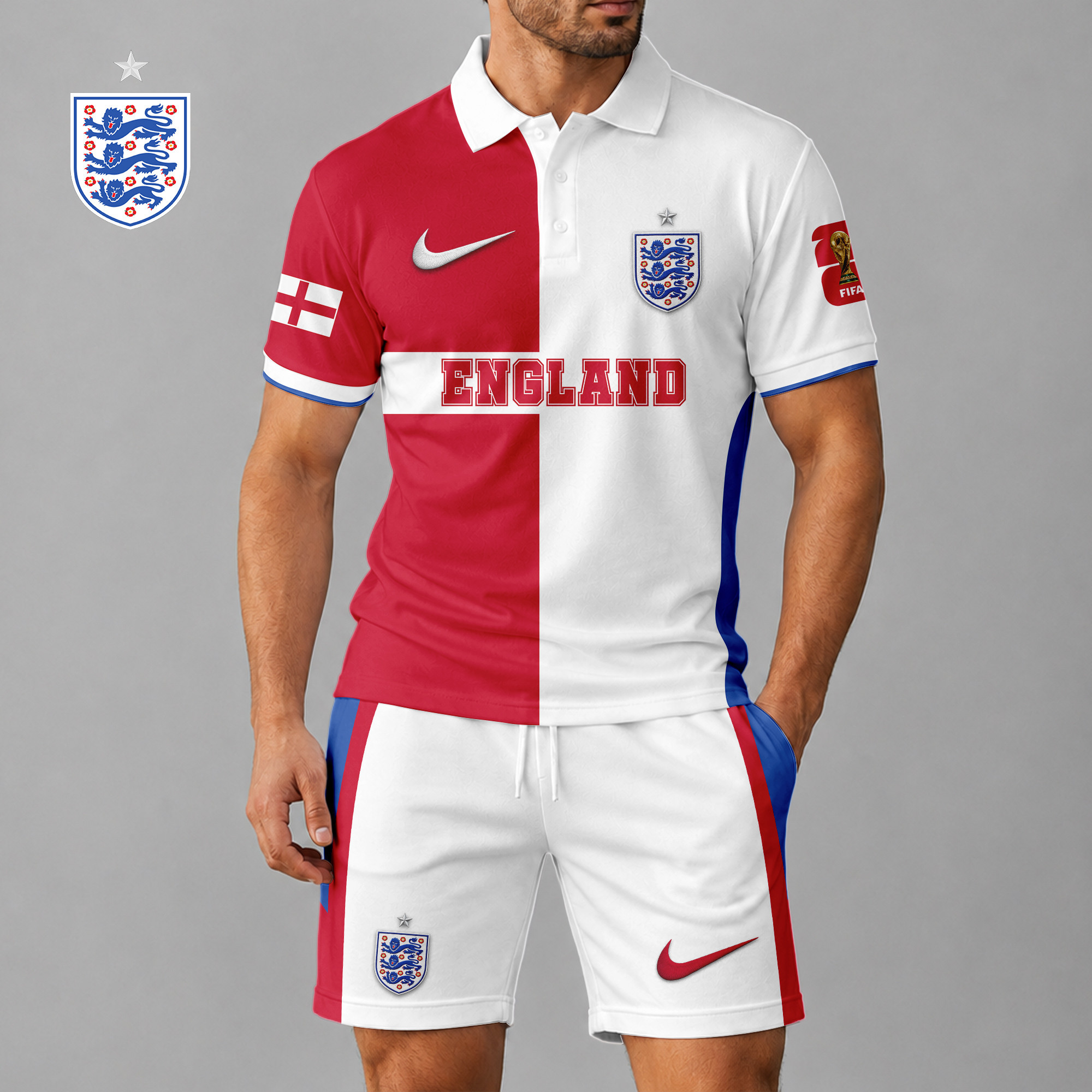 England x Premium WC26 National Pride Split Color Polo Short Set TTH260510 - Image 2