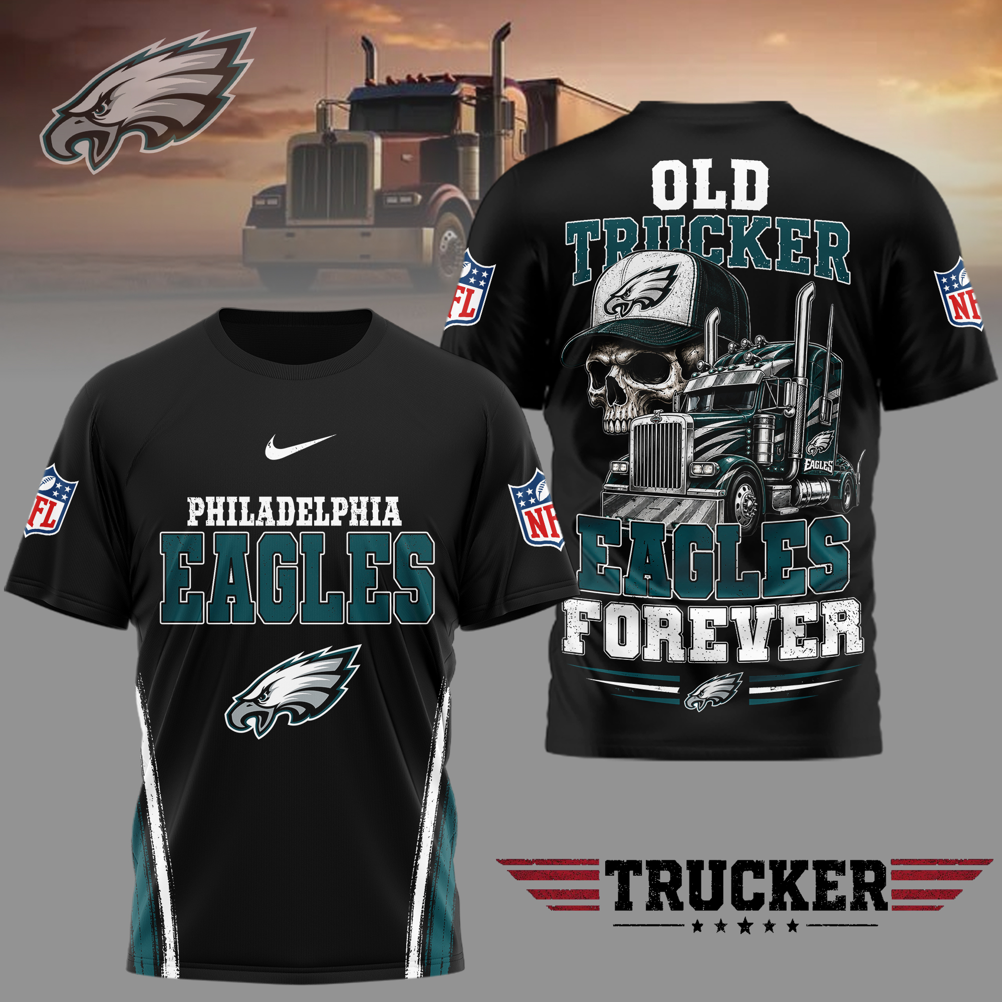Philadelphia Eagles x Premium NFL Old Trucker Fan 3D Shirt TTH260509