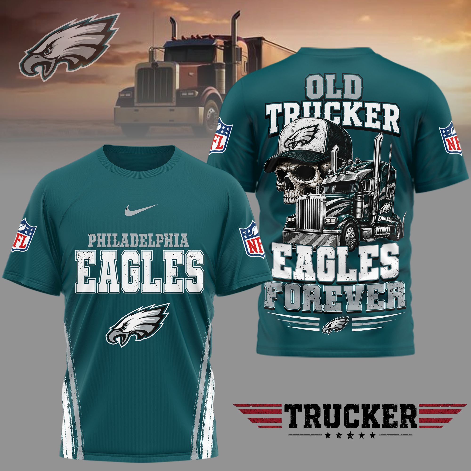 Philadelphia Eagles x Premium NFL Old Trucker Fan 3D Shirt TTH260509 - Image 2