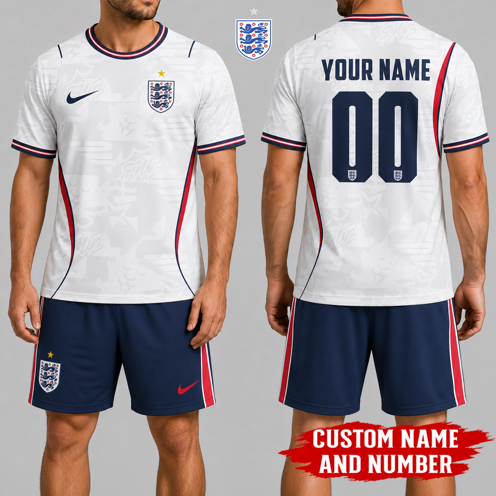 England x Premium WC26 Personalized Soccer Set 3D Shirt TTH260502 - Image 2