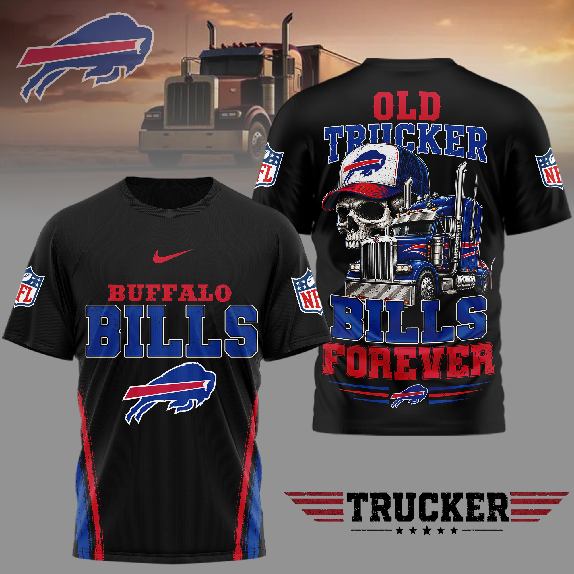 Buffalo Bills x Premium NFL Old Trucker Fan 3D Shirt TTH260509