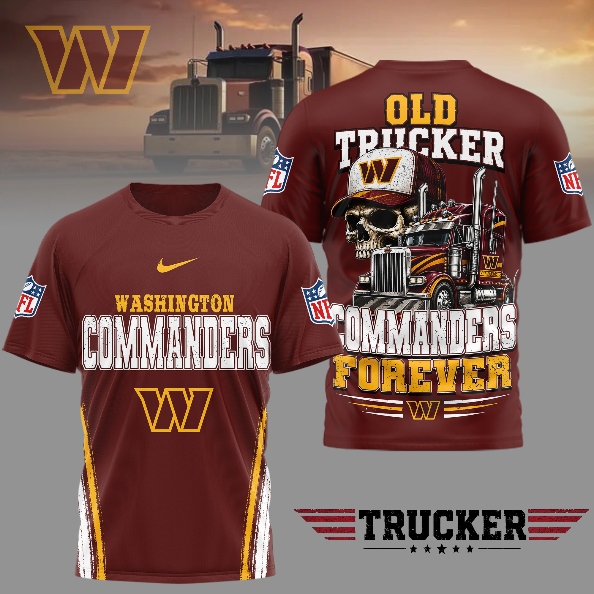 Washington Commanders x Premium NFL Old Trucker Fan 3D Shirt TTH260509 - Image 2