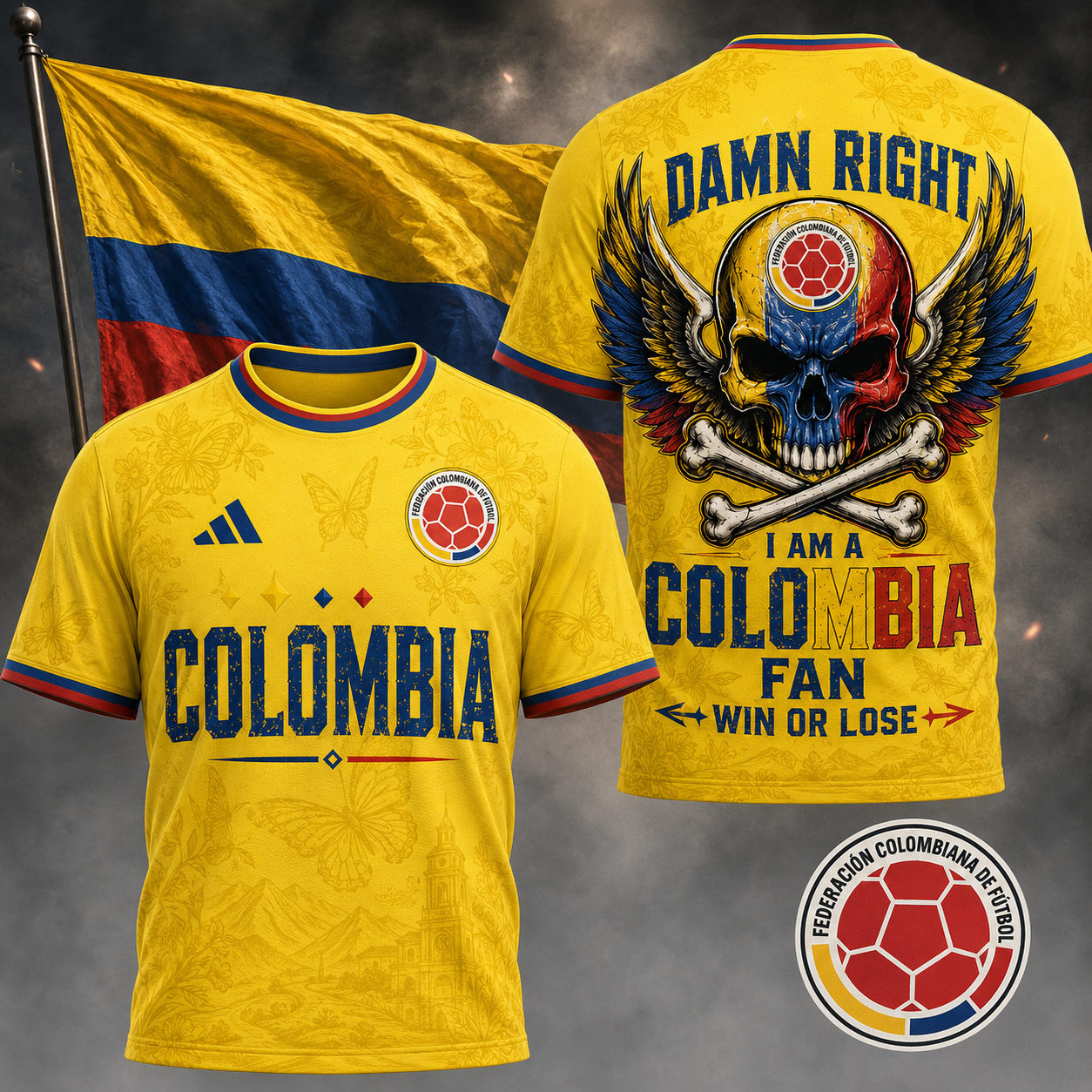 Colombia x Premium WC26 Skull Pride 3D Shirt TTH260507