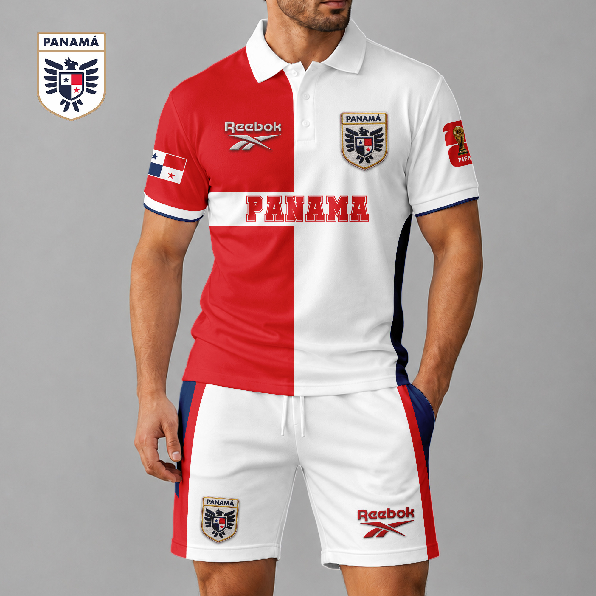 Panama x Premium WC26 National Pride Split Color Polo Short Set TTH260510 - Image 2