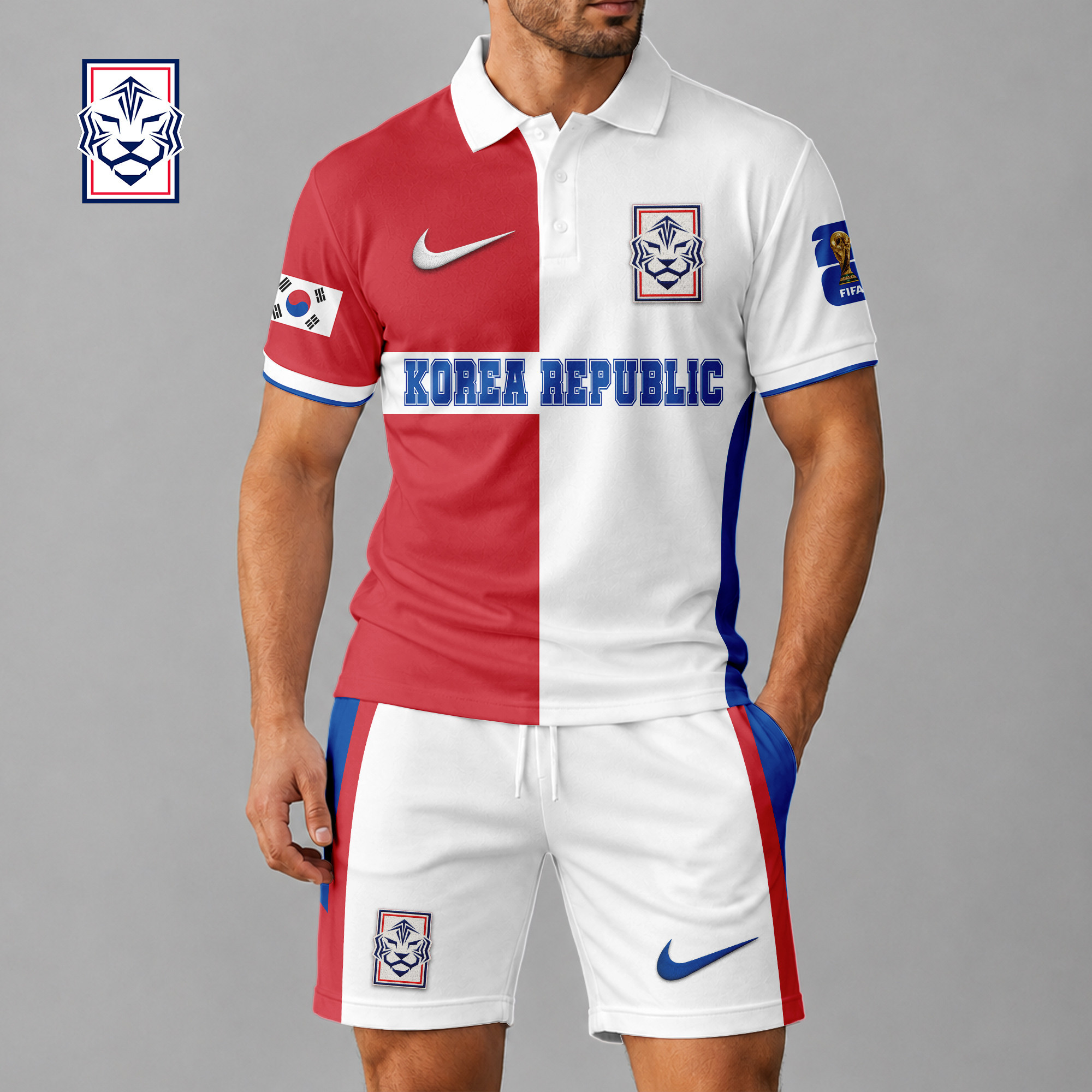 Korea Republic x Premium WC26 National Pride Split Color Polo Short Set TTH260510 - Image 2