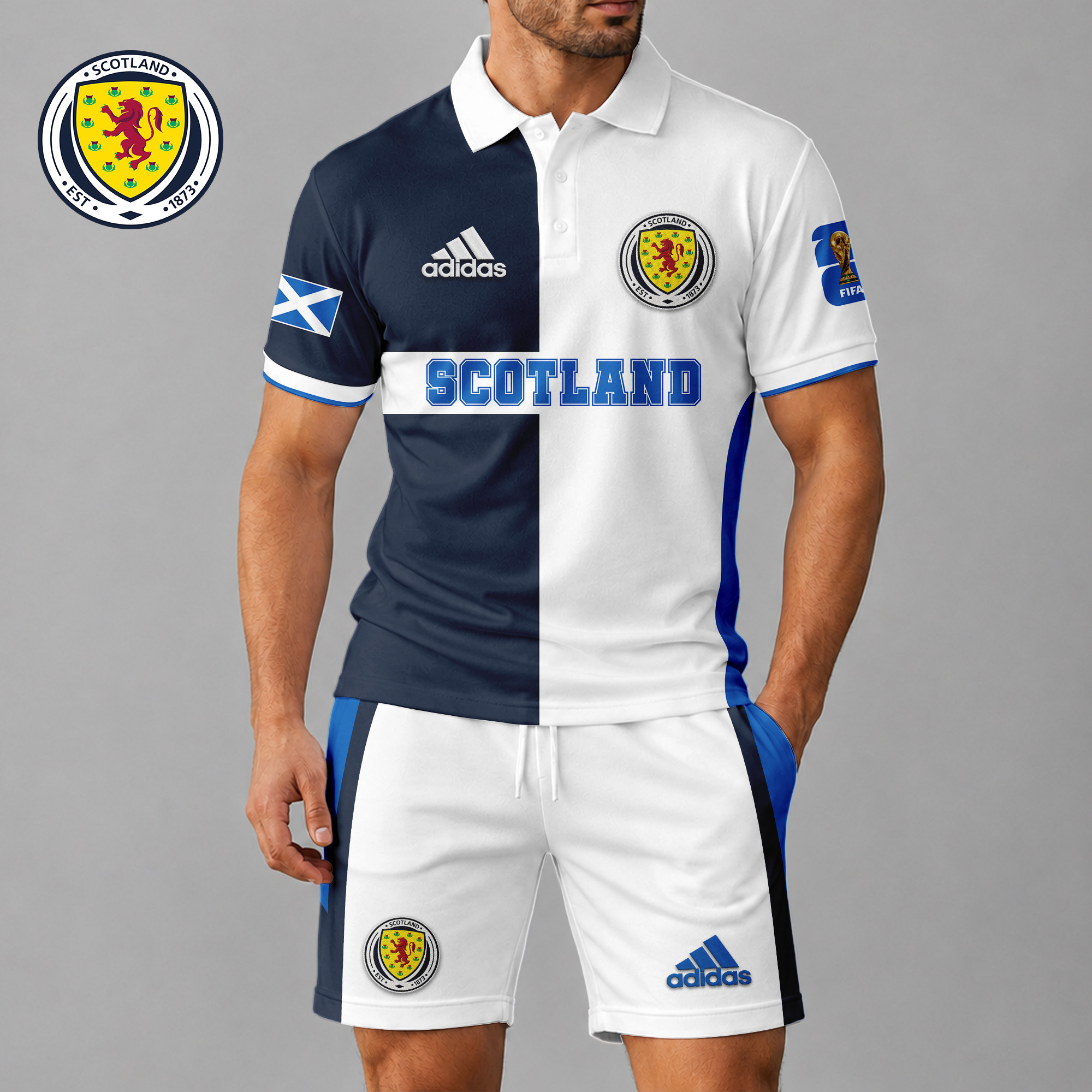 Scotland x Premium WC26 National Pride Split Color Polo Short Set TTH260510 - Image 2