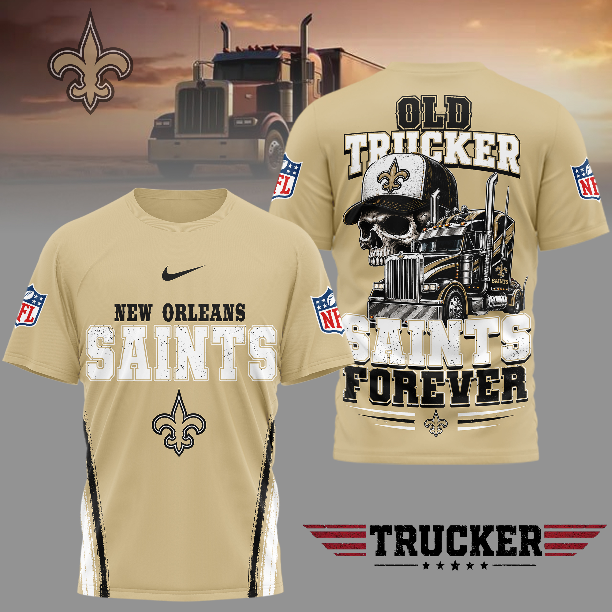 New Orleans Saints x Premium NFL Old Trucker Fan 3D Shirt TTH260509 - Image 2