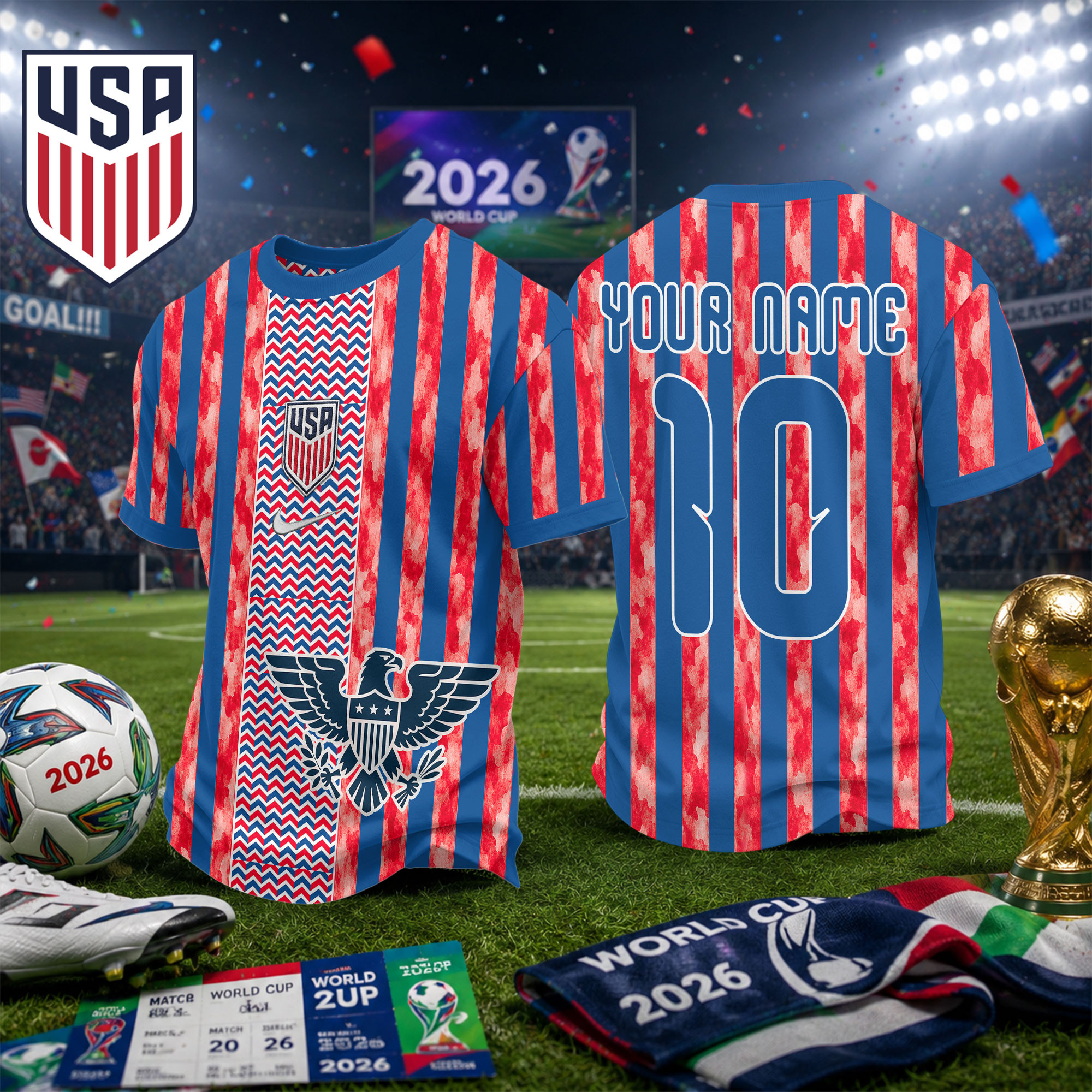 USA x Premium WC26 National Teams Fan 3D Shirt TTH260534 - Image 2