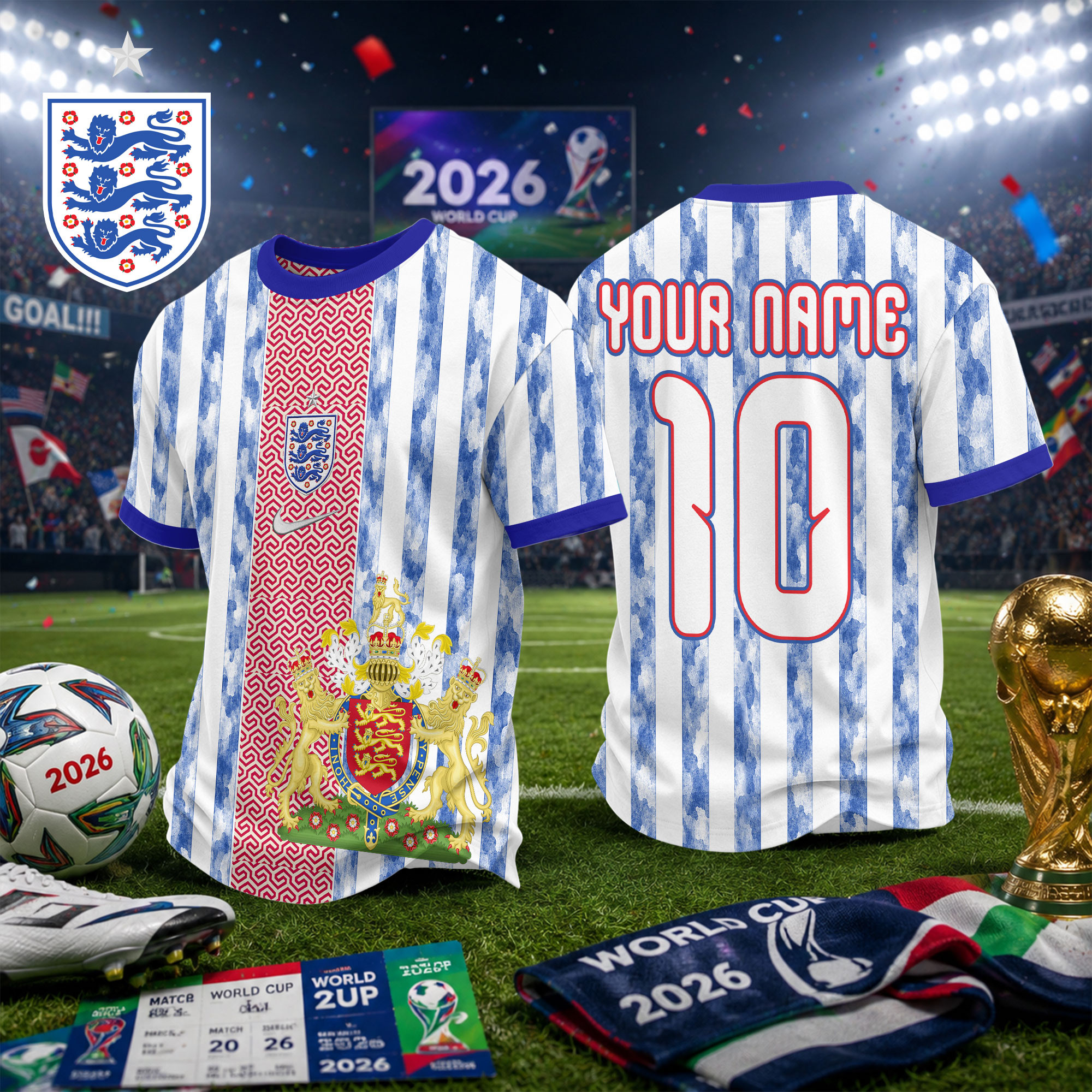England x Premium WC26 National Teams Fan 3D Shirt TTH260534 - Image 2
