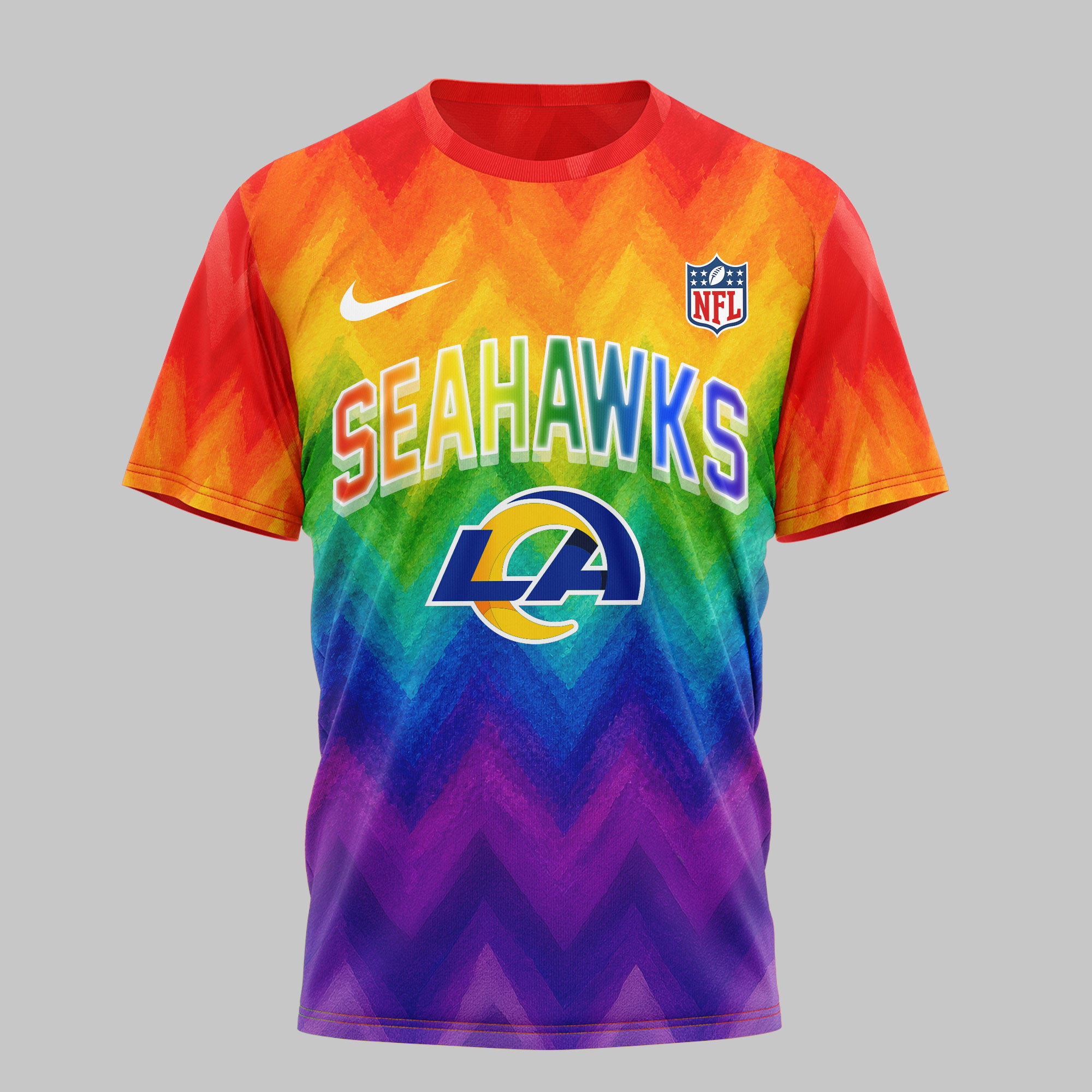 Los Angeles Rams x Premium NFL Rainbow Pride 3D Shirt TTH260537 - Image 2